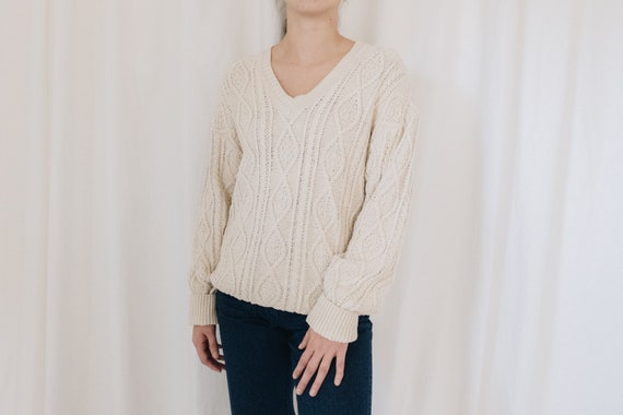 Silk Cable Knit Tan Sweater