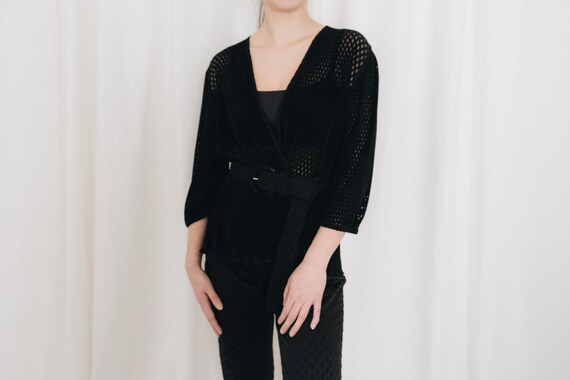 Black Pleated Cardigan