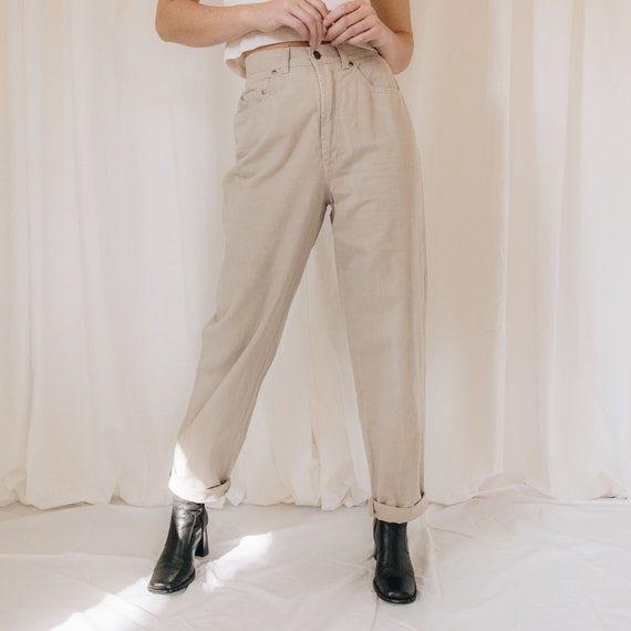 Cotton Beige Boyfriend Jeans