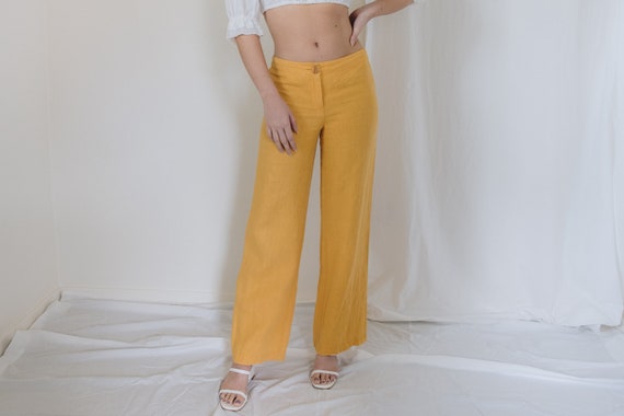 1990s Linen Mid Rise Marigold Pants