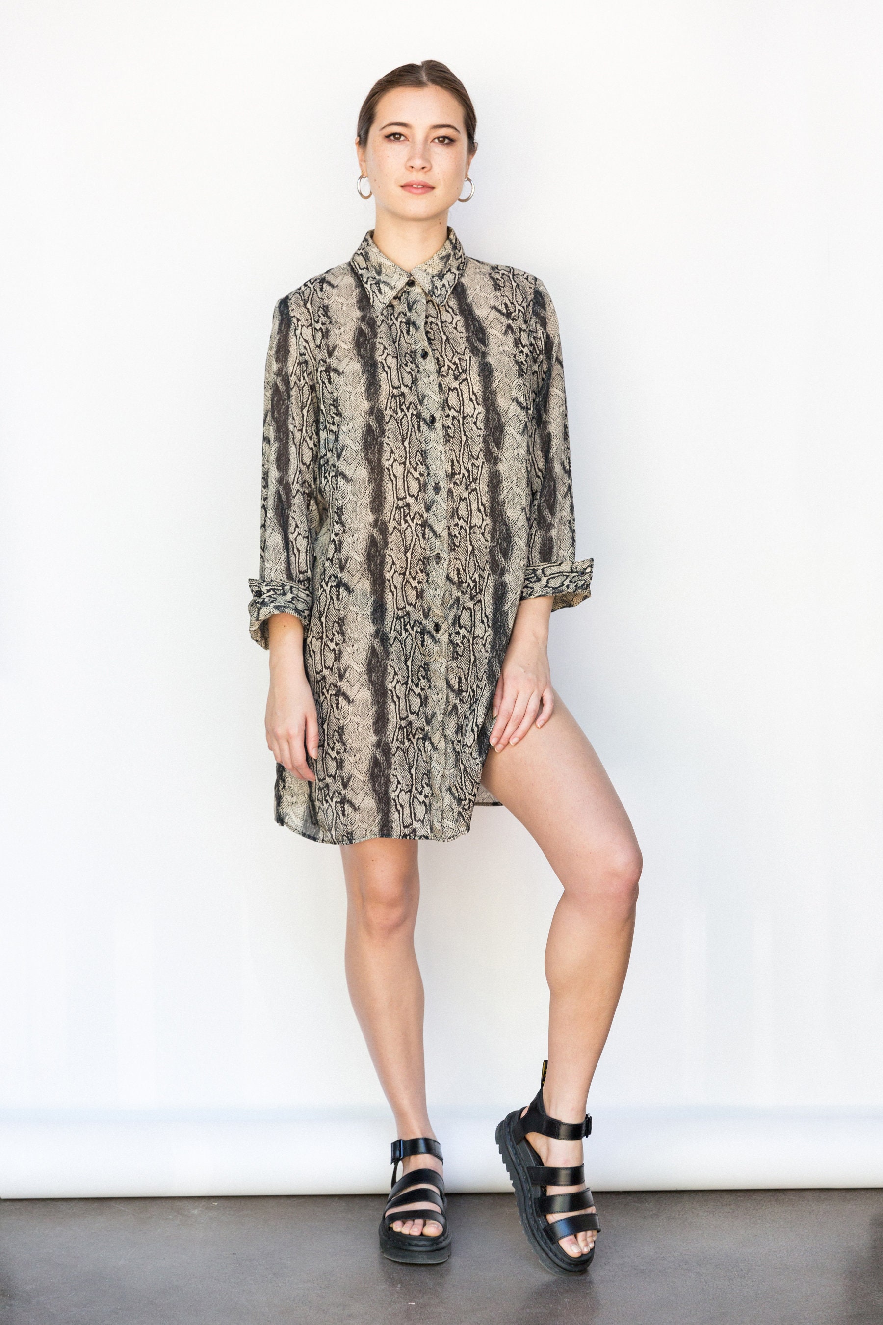snakeskin tunic dress