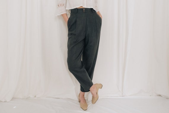 Linen Blend Green Trousers