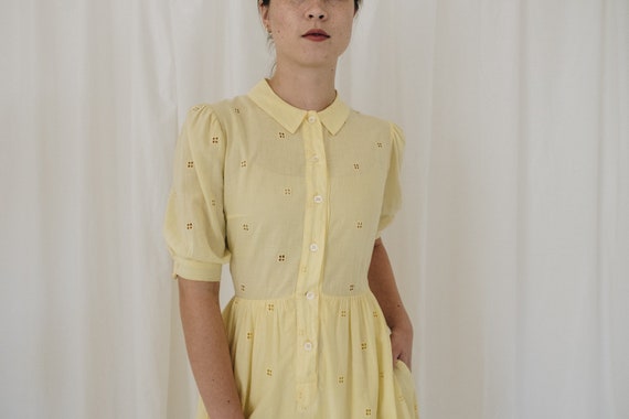 Yellow Cotton Puff Sleeve Dress