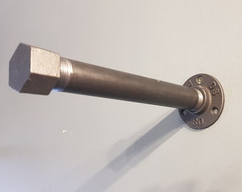 Industrial Steampunk black pipe shelf bracket pair for shelving
