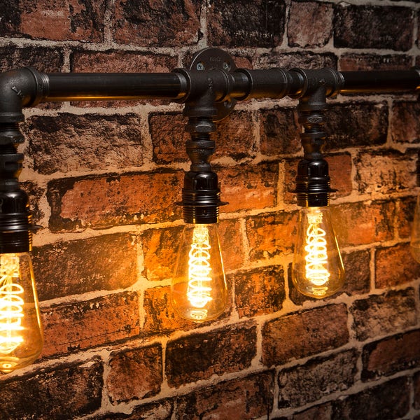 Industrial black iron wall pipe premium Black Lighting Chandelier - choice of sizes - choice of bulbs