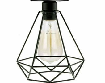 Flat Vintage Ceiling Black Diamond cage light