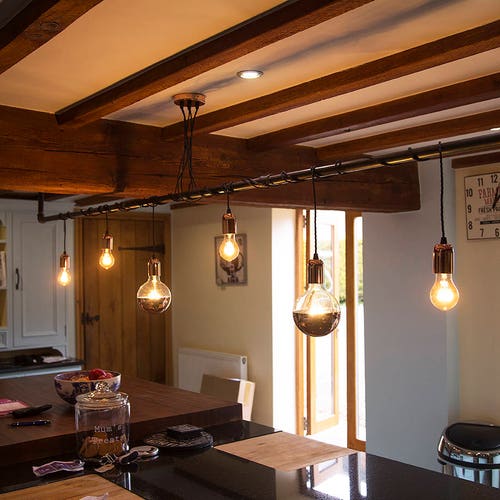 Industrial Black Iron Pipe Wrap Lighting Cluster Chandelier Etsy