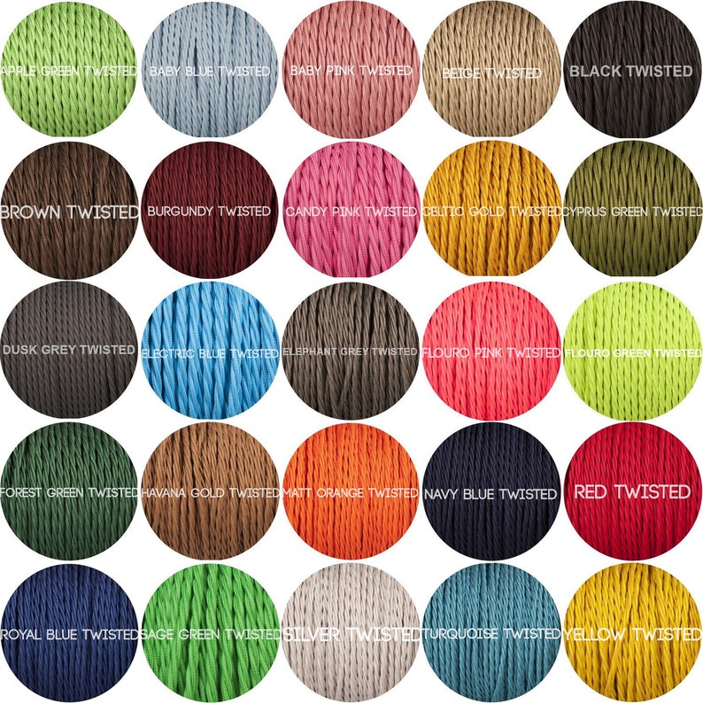 Twisted Fabric Cable 3 Core Flex Cord Various Colours Image 0