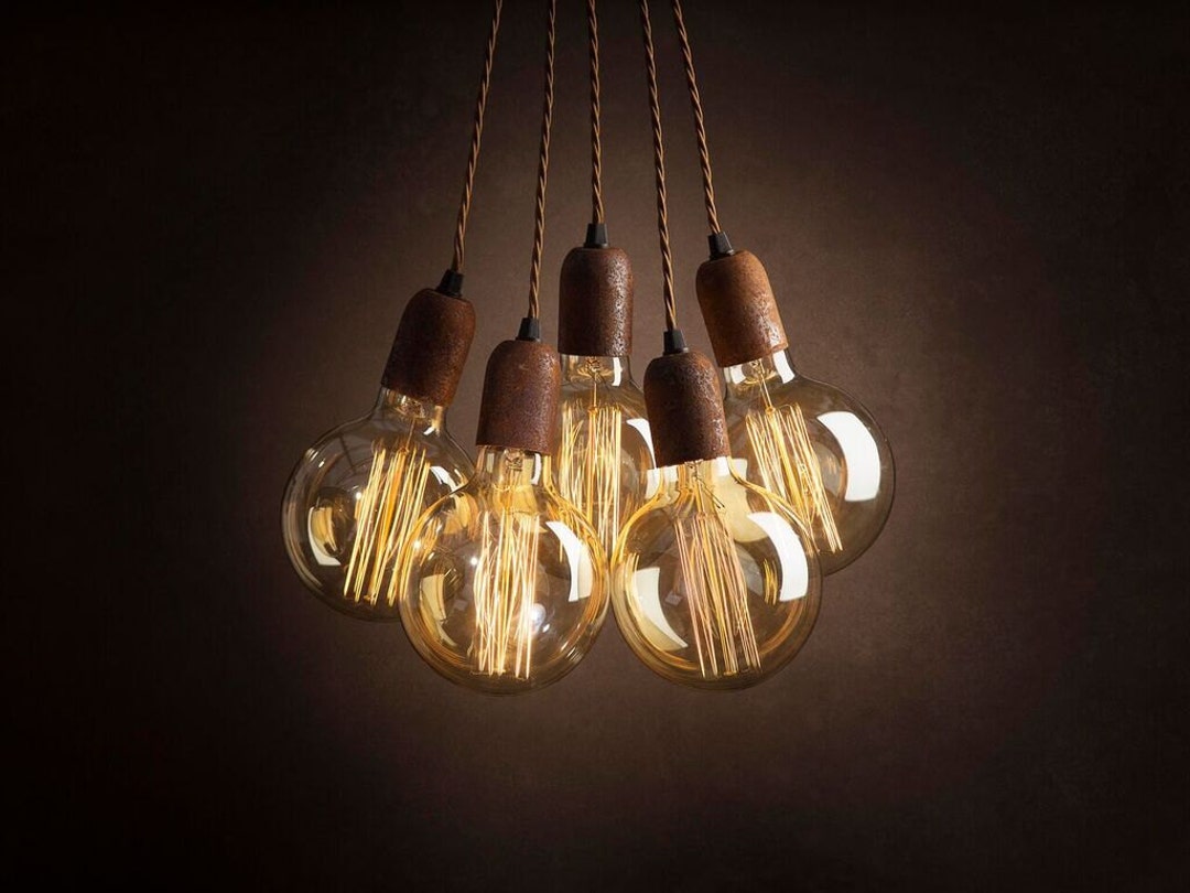 Rusty Lights Rust Ceiling Lighting Pendant Light Cluster Naturally Rusted Lighting ...