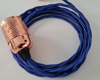 Copper plug in ceiling hung light pendant Twisted Fabric Cable Premium Copper E27 Lampholder