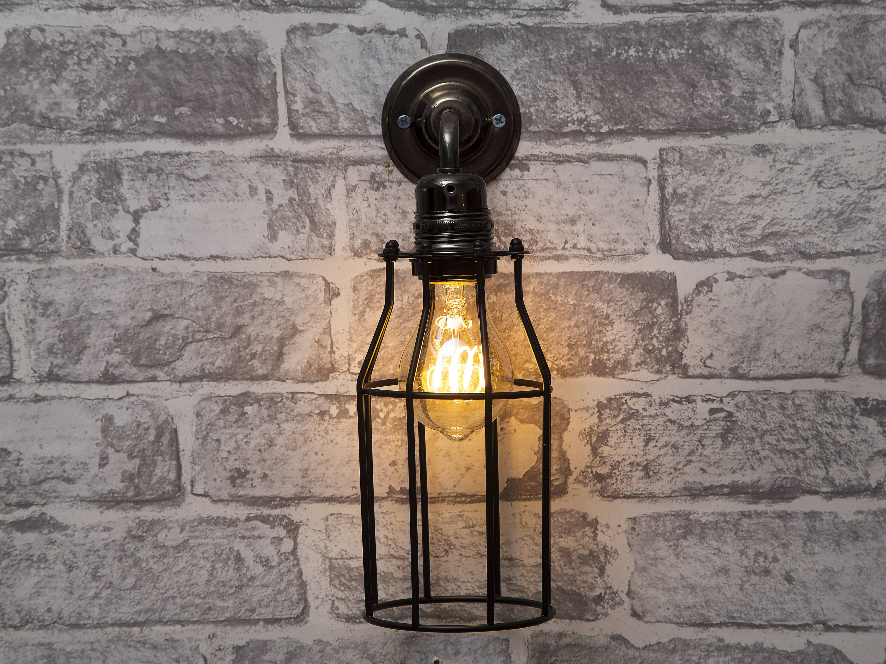 Black Vintage Caged Federation Wall Light Sconce E27 Black Bronze