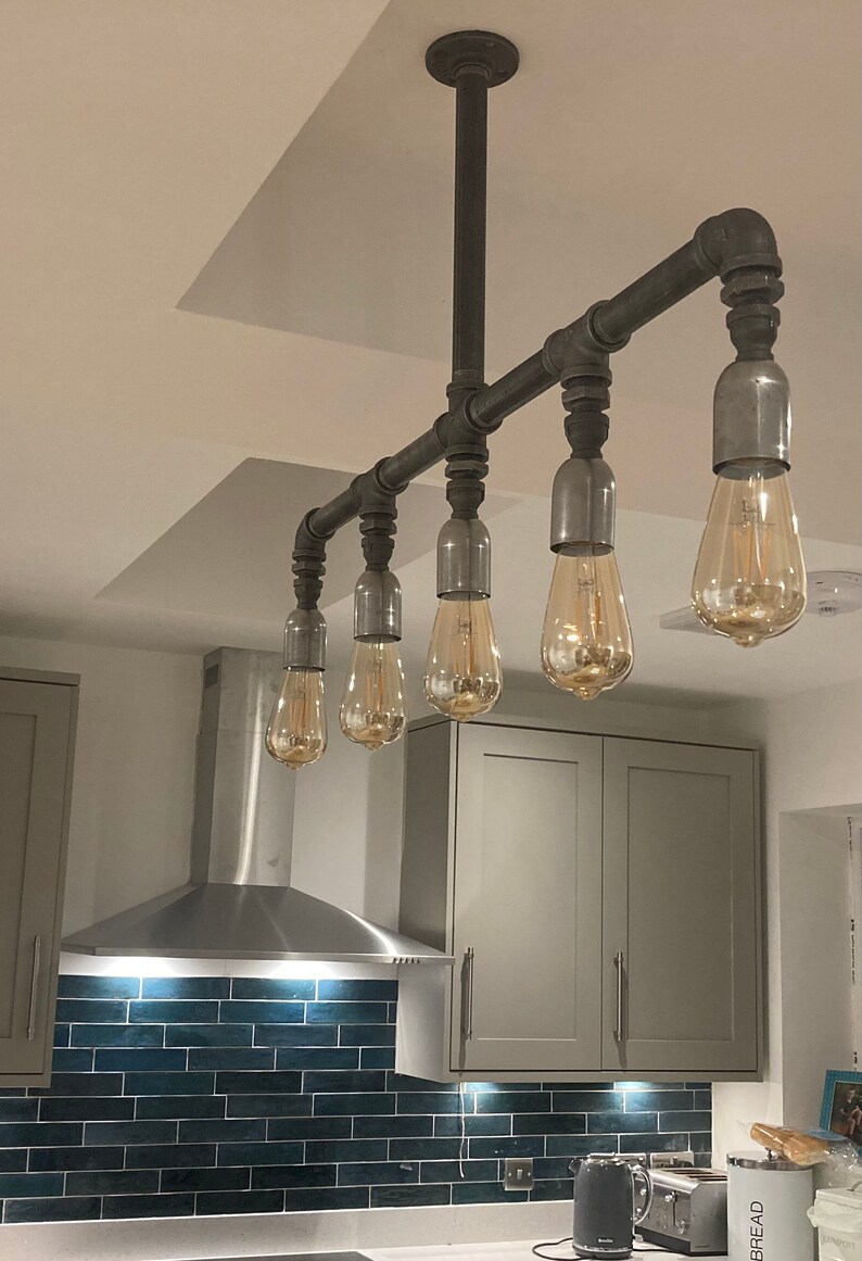 Industrial Black Iron Pipe Lighting Chandelier Various Sizes - Etsy