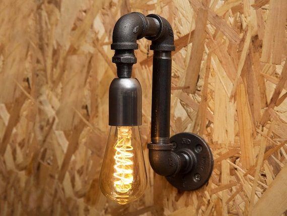 Black Industrial Iron Pipe Wall Light Sconce Etsy Australia