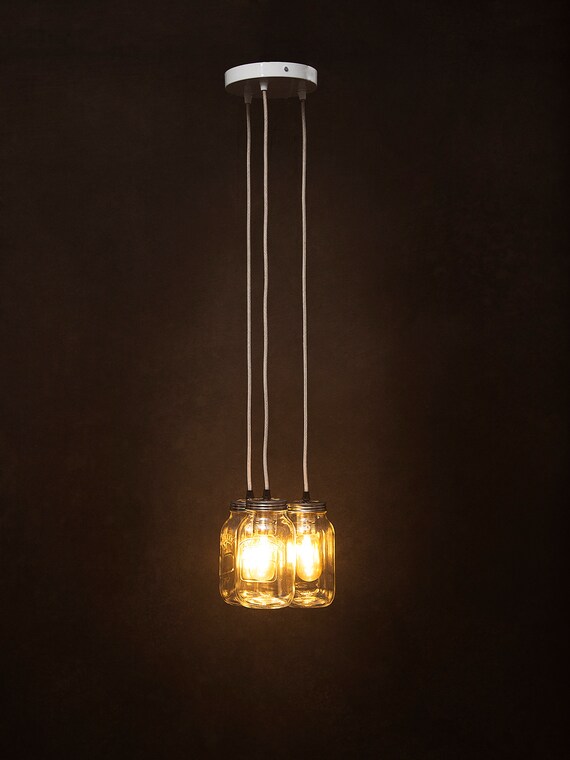 Vintage 3 Way Kilner Jam Jar Light Cluster Pendant Edison Etsy