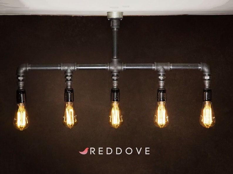 Industrial Black Iron Pipe Ceiling Black Lighting Chandelier Etsy