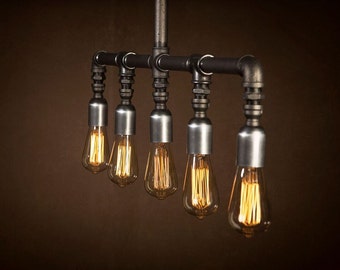 Industrial Black iron pipe Lighting Chandelier - various sizes