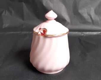 Vintage Minton 'Fife' Shell Pink Fluted Swirled Mustard Pot With Gilt Trims - Small Size
