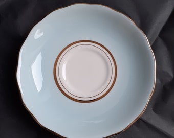 Colclough 'Harlequin Ballet' Saucer (For Teacup) in Pastel Blue & Gold on White Bone China