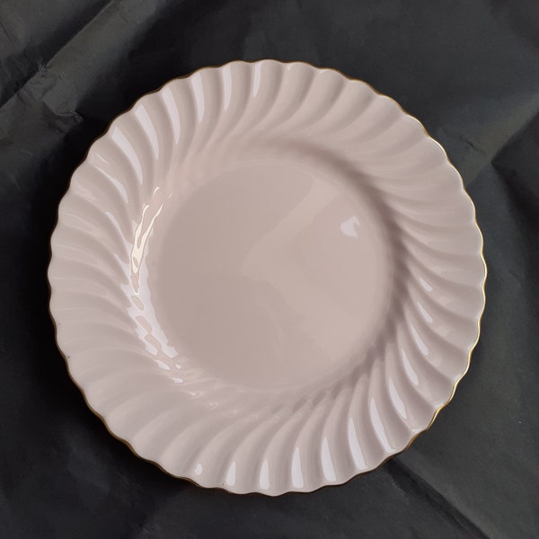 Antique Minton 'Fife' Shell Pink Fluted Swirled Tea Plate With Gilt Trim for Afternoon Tea (20cm)