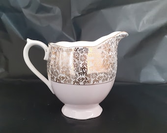 Royal Albert Vintage Bone China Milk Jug / Creamer With A Pink & Gold Chintz Pattern