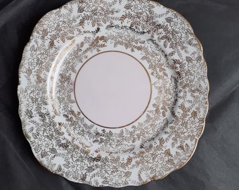 Colclough Bone China Tea Plate (For Afternoon Tea) - 'Pink, White and Gold Chintz'