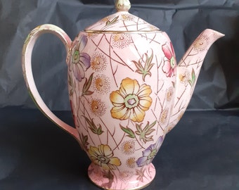 Royal Winton Grimwades Vintage Pink 'Primrose' Floral Coffee Pot / Teapot