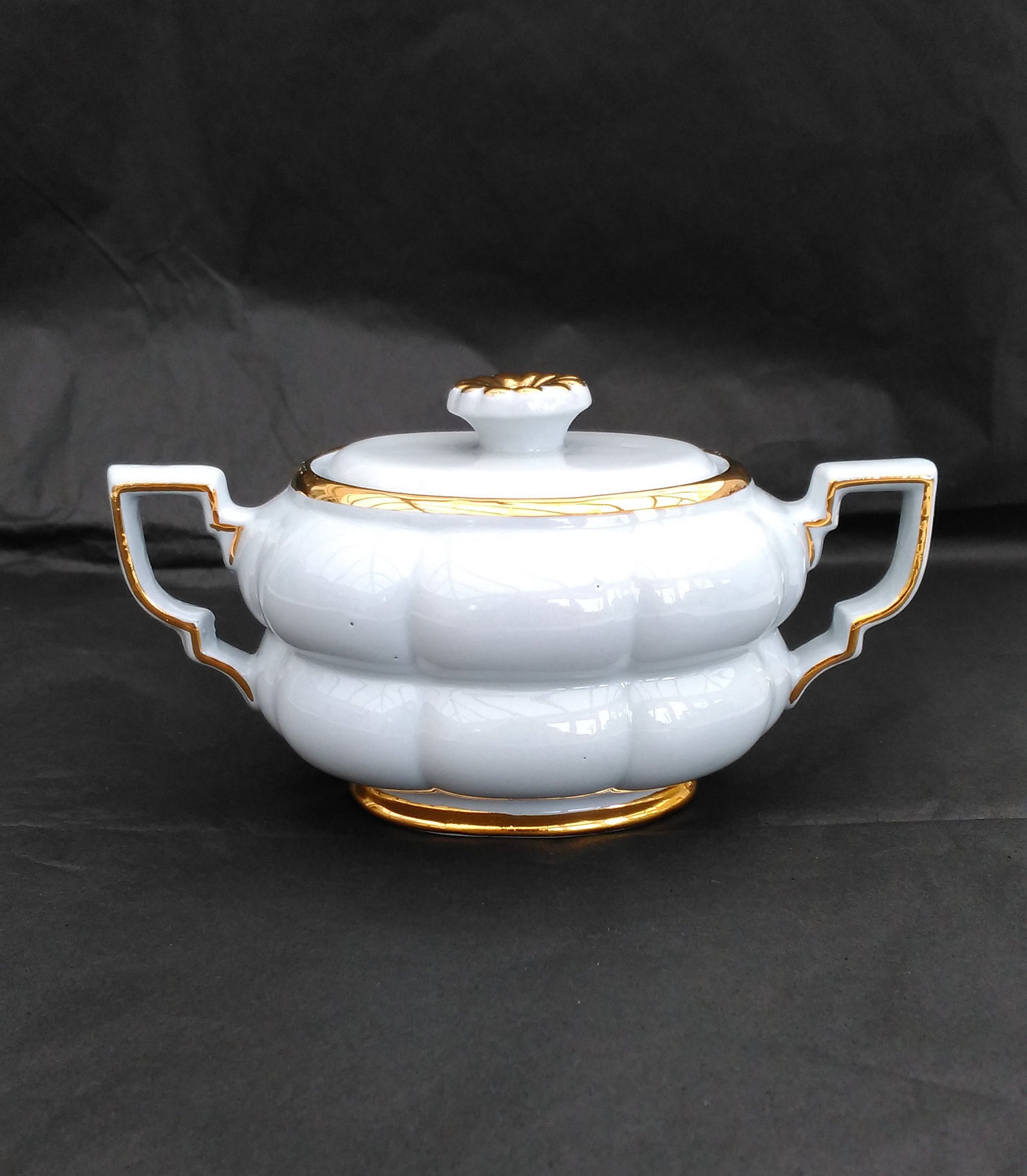 Upsala Ekeby Gefle 'grand' Powder Blue Art Deco Lidded Sugar