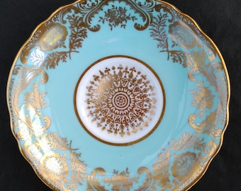 Paragon Turquoise Blue & Gold Filigree Bone China Cabinet Tea Saucer (Double-Warranted)
