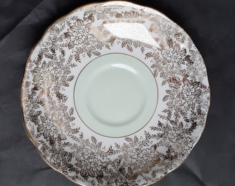 Colclough Vintage Bone China Saucer (For Teacup) - Pastel Green, White and Gold Chintz