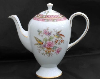 Royal Tuscan 'Royal Bird of Paradise' Bone China Coffee Pot / Teapot - pink colourway exclusively made for Harrods