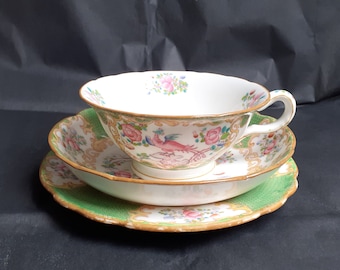 Antique Minton 'Green Cockatrice' Tea Trio With Wide Cup & Deep Saucer - 1912 Stamp (2 of 3)