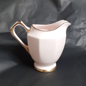 Plant Tuscan Art Deco Milk Jug/Creamer in Powder Pink Bone China with Gilt Detailing