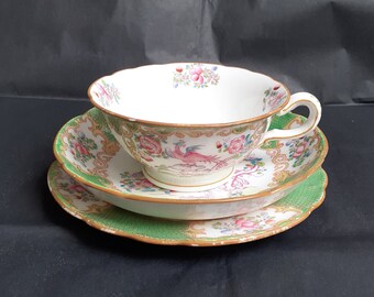 Antique Minton 'Green Cockatrice' Tea Trio With Wide Cup & Deep Saucer - 1912 Stamp (3 of 3)