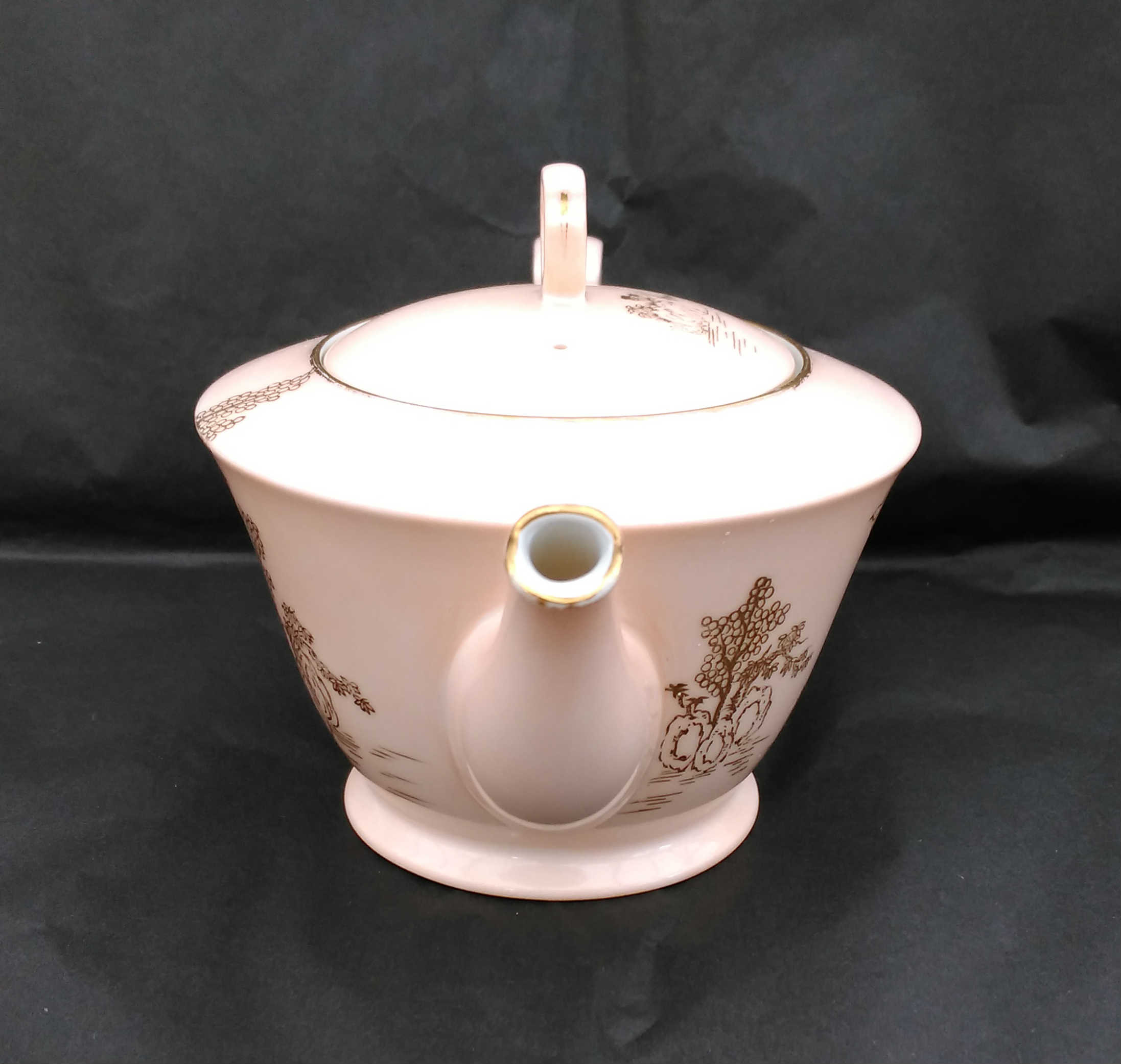 Noritaké Art Deco China Teapot Peach with Gold Oriental Etsy