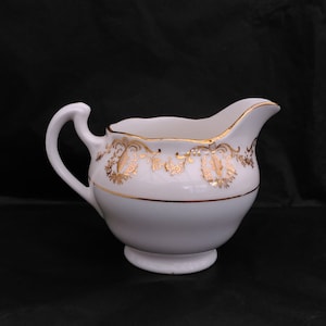 Royal Vale Baby Blue & White Harlequin Milk Jug / Creamer with Gold Filigree Detailing (1960s stamp)