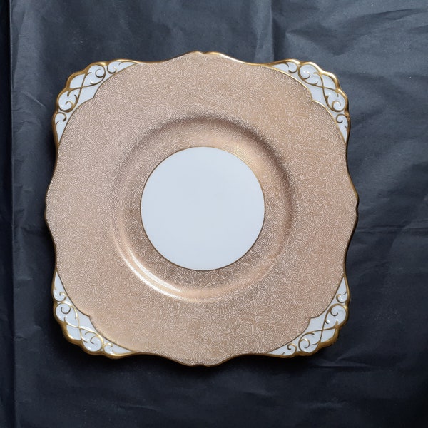 Tuscan Vintage Peach & Gold Filigree Bone China Sandwich Platter / Biscuit Tray For Afternoon Tea