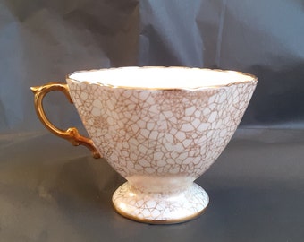 Antique Hammersley 'Golden Cobweb' Teacup in Fine White Bone China with Intricate Gilding