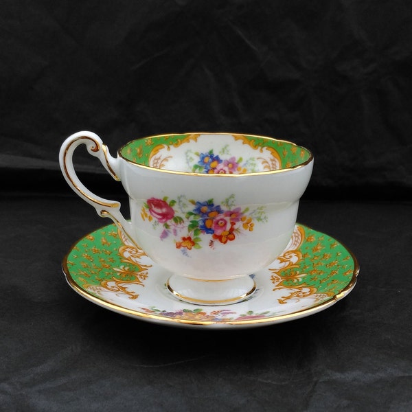 Paragon Green 'Rockingham' Fine Bone China Demi-Tasse Coffee Cup and Saucer (Warranted from the 1960s)