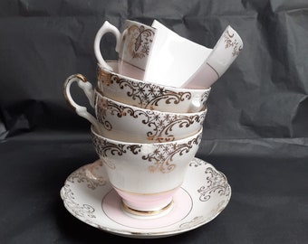 Broken Vintage China in Blush Peach & Gold for Mosaics / Craft Projects