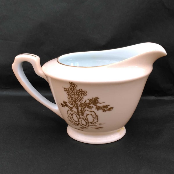 Noritaké Art Deco China Creamer - Peach with Gold Oriental Embossed Motif