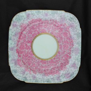 Royal Paragon 'Pink Hydrangea' art-deco porseleinen theebord (voor afternoontea) in Azteekse vorm