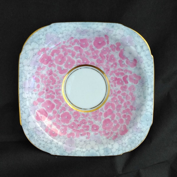 Royal Paragon 'Pink Hydrangea' Art Deco Bone China Saucer (For Teacup) in the Aztec Shape