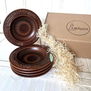 Rustic Terracotta Pasta Plates 5pcs | Handmade 21,5 cm Plate with Deep Center | Eco-Friendly Tableware