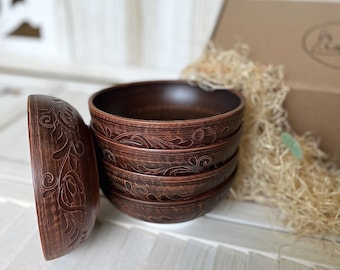 Labspirit |Handmade Deep Bowl |Terracotta Red Clay | 18cm Rustic Eco-Friendly