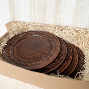 Large Dinner Sets for Everyday Dining | 5-piece set | Eco-Friendly Rare Red Clay | Terracotta 25cm Artisanal Dinnerware Presents
