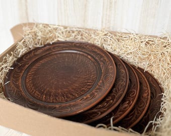 Labspirit | Handmade Red Clay Dinner Plate: 25cm Rustic Terracotta Dinnerware