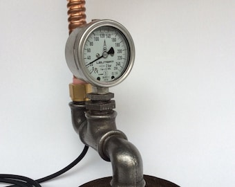 Vintage Industrial Desk Lamp, Table Lamp, Handmade, Steampunk Lamp.