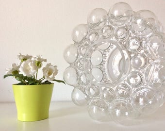 Extra grote heldere bubble glazen lamp door Helena Tynell voor Glashütte Limburg, mid century verlichting, glas voor hanglamp.