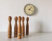 Vintage JOSCO Wooden Skittles, Bowling Pins, Child 39 s Toys.