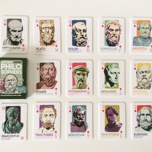 Altgriechische Philosophen Spielkarten, Griechische Spielkarten, Griechische Figurenkarten, Black Jack, Canasta, Bridge, Poker.